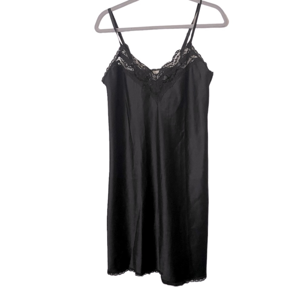 Saks Fifth Avenue Alice Maloof Black Lace Trim Teddy Nightgown 34